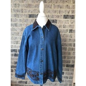 Tan Trums Women's Size M Blue Denim Jacket NWT MSRP $58
